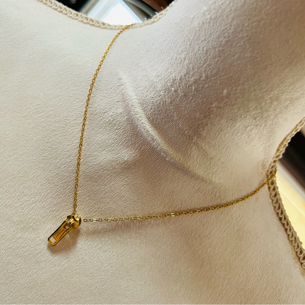 Handcrafted zipper pull novelty pendant on chain necklace